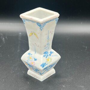 Vintage 1940s Hand Painted Chinoiserie Design Miniature Ceramic Bud Vase